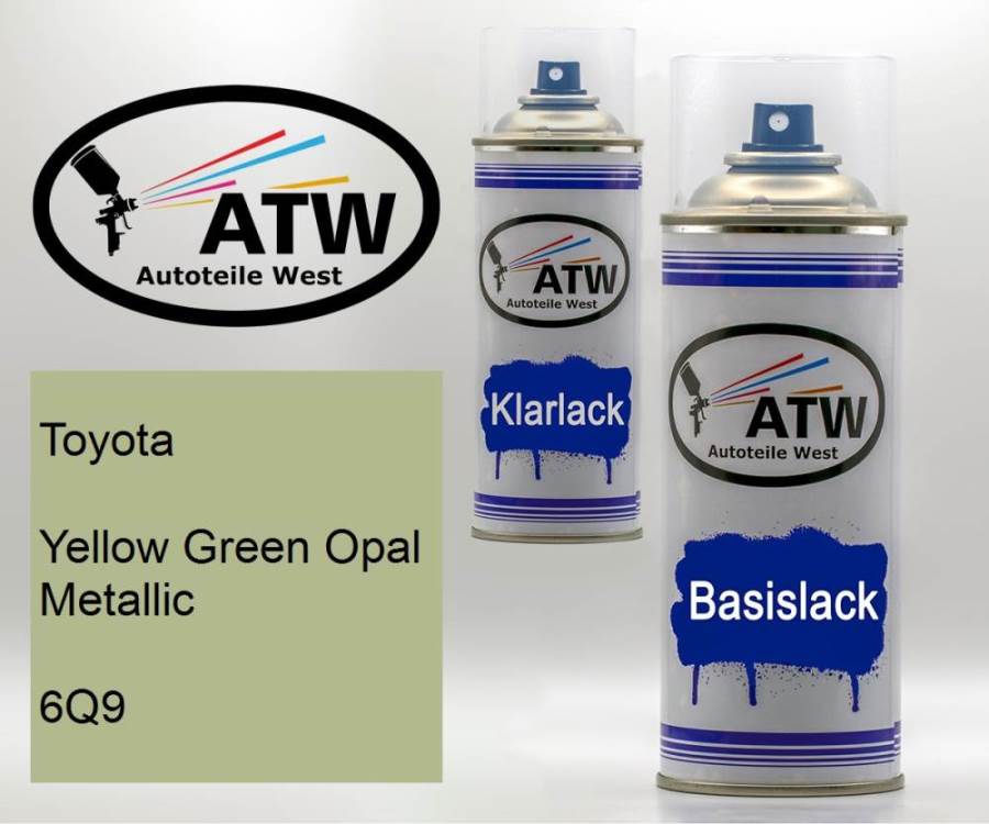 Toyota, Yellow Green Opal Metallic, 6Q9: 400ml Sprühdose + 400ml Klarlack - Set, von ATW Autoteile West.